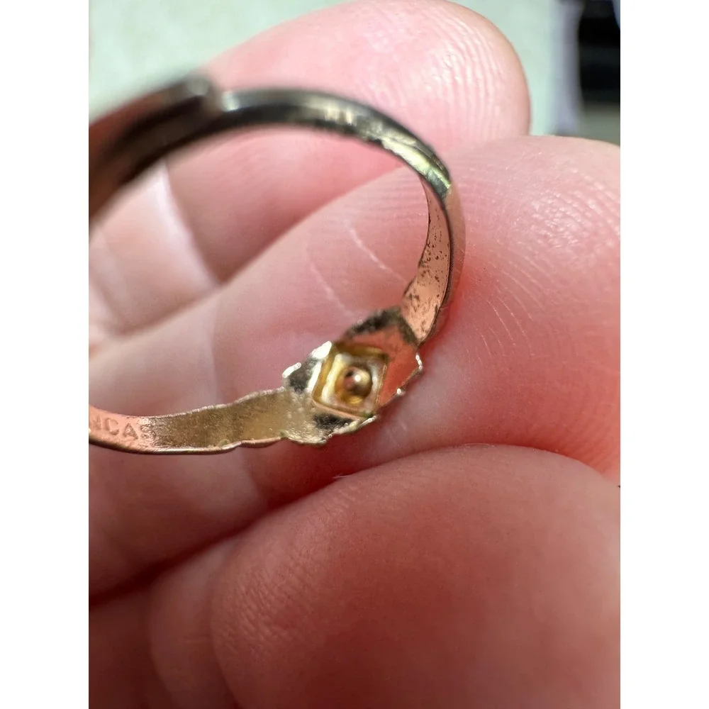 Vintage Uncas Gold Tone Red Faux Ruby Floral Bypass Stack Ring Size 2 Adjustable